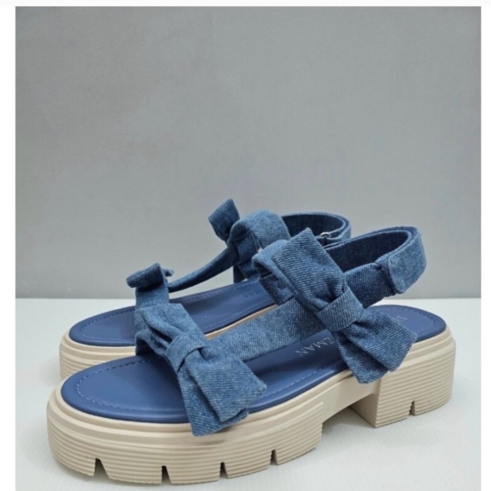 Stuart Weitzman Blue Bow Sandals